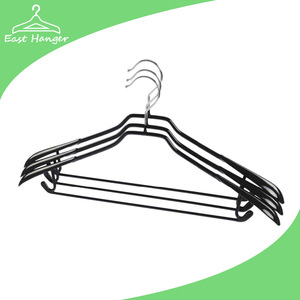 Pvc coated metal hanger for trousers and coat with wide shoulders