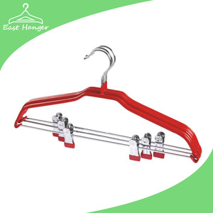 Pvc coated wire meta hanger with clips for clothes