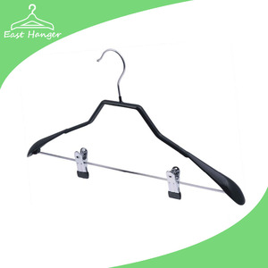 Laundry metal coat clothes hanger after dry cleaning with 2 metal clips