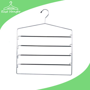 Plastic pvc coated 5 tier wire clothes hanger with trouser bar