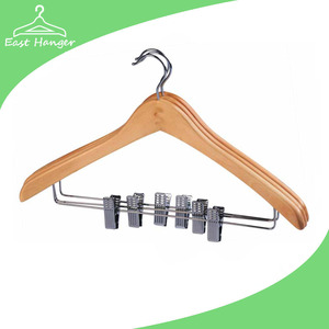 Ecological curved wooden hangers with clips