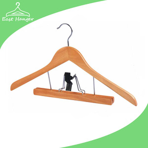 Apparel wooden hanger with trousers bar