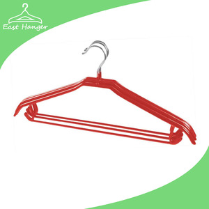 Steel pvc-coat metal hangers for coat wholesale with trousers rack