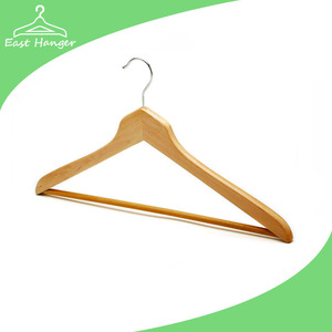 Shirt Angled head wooden hanger with round bar